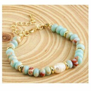 New Soapstone and Pearl Bracelet